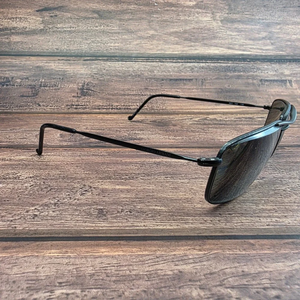 Giorgio Armani 661 706 135 Black Metal Rectangular Sunglasses Made in Italy
